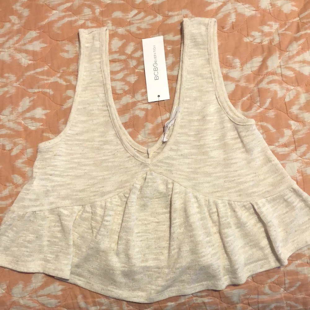 Beige Cropped Tank Top